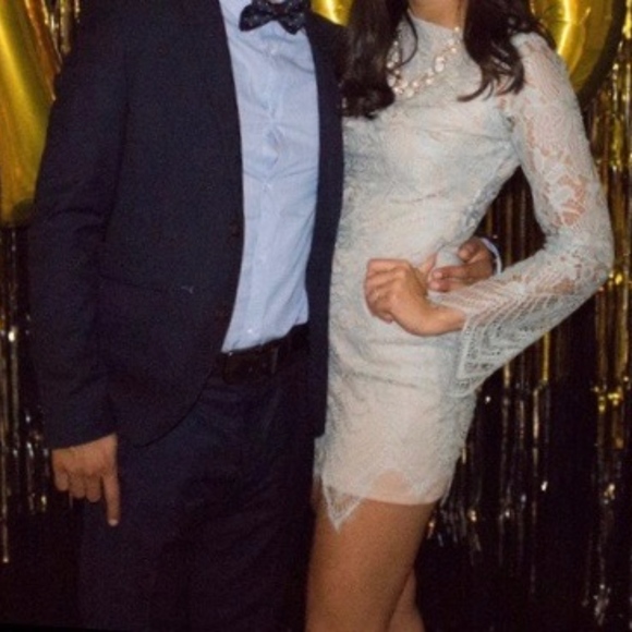 Blue lace dress with tan slip under! - Picture 2 of 3